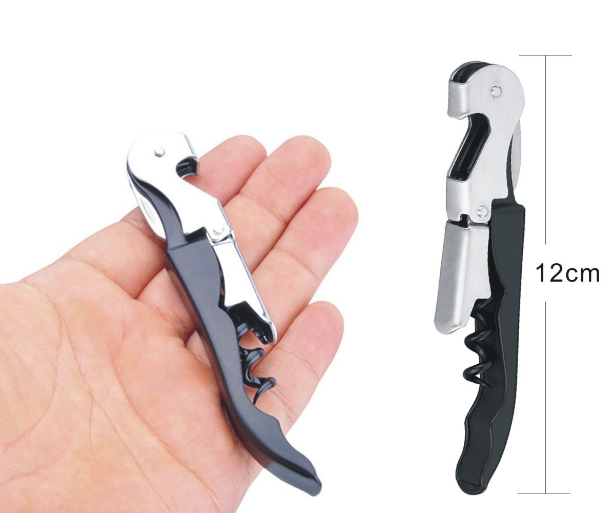 Namzi Wine Bottle Opener Double Hinged Waiter's Corkscrew (Black)