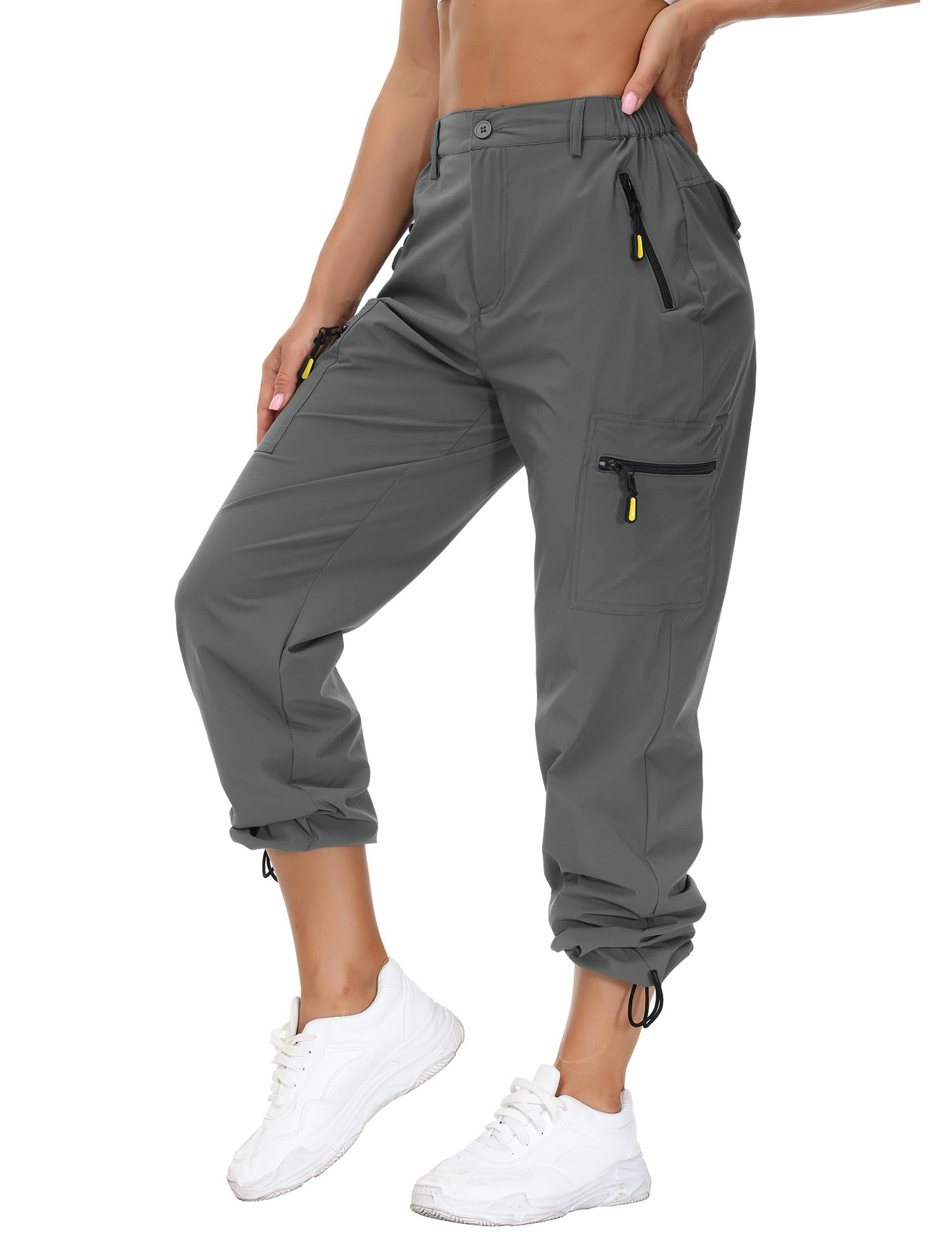 Rapbin Pantalones de senderismo para mujer, pantalones cargo 2025, ligeros, de verano, de secado rápido, transpirables, con bolsillos