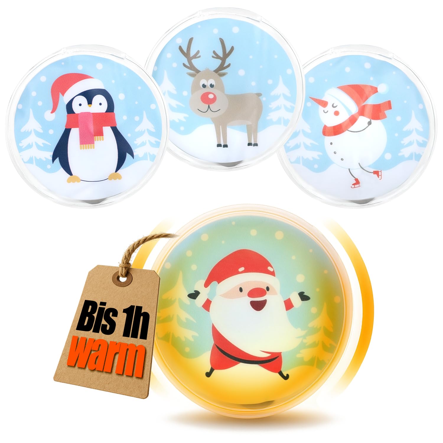 Set di scaldamani MIK funshopping, cuscinetti termici per le giornate fredde e in viaggio, con fantastici motivi (set da 4 pezzi