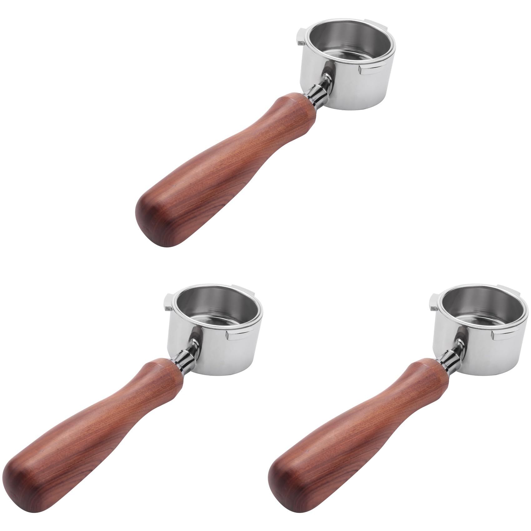 Hndhbfgrt 3X Bottomless Portafilter 51mm for EC680/EC685 Coffee Machine Filter 51mm, Three Ear Wooden Handle