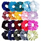 MumyAndMe Velvet Hair Scrunchies for Girls and Women | Pack of 20 Premium Quality Colorful Scrunchie Set and Hair Ties | Bobble Hair Bands and Accessories for Women and Girls | 2 Holder Bags