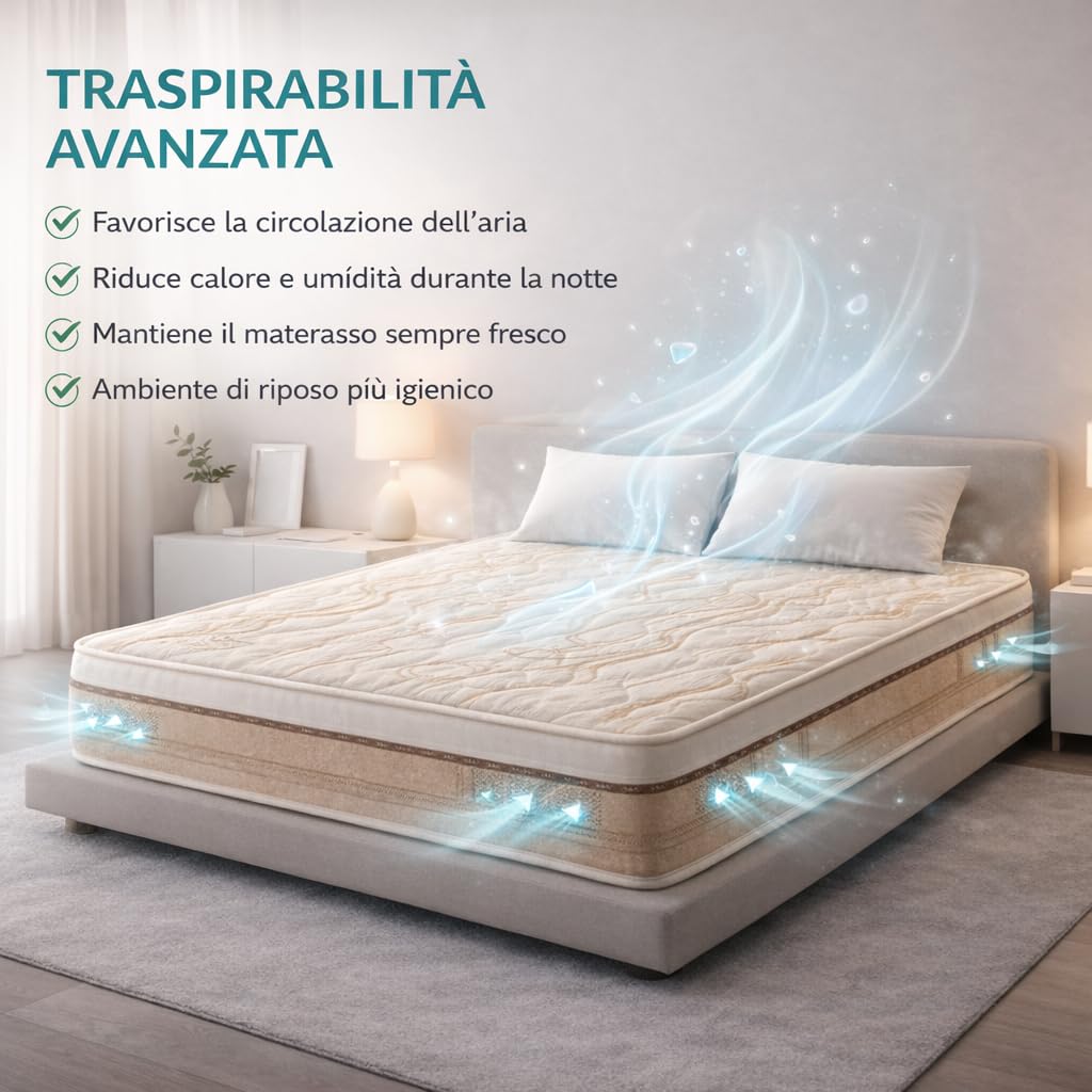 Materasso Matrimoniale Molle Insacchettate e Memory 160x190 H26 SFODERABILE + 2 CUSCINI OMAGGIO | Antiacaro, Anallergico | Struttura indeformabile Memo Pocket 800 (Altezza: 26cm, 160x190)
