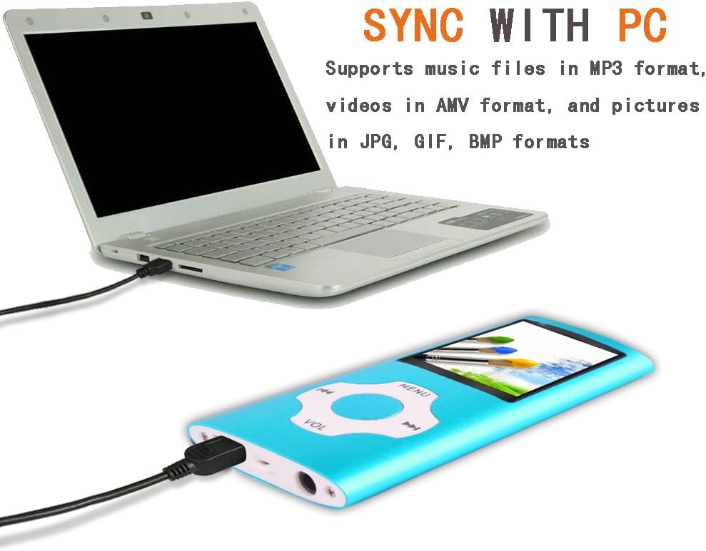 Tomameri - Portable MP3 / MP4 Player with Rhombic Button, Including a 16 GB Micro SD Card and Support Up to 64GB, (Sky Blue)