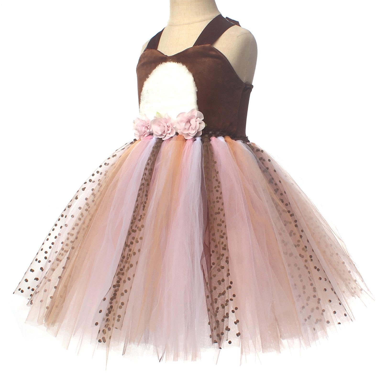 Vestito Tutù di Natale Bambine Gonna da Travestimento con Fiori e Animali