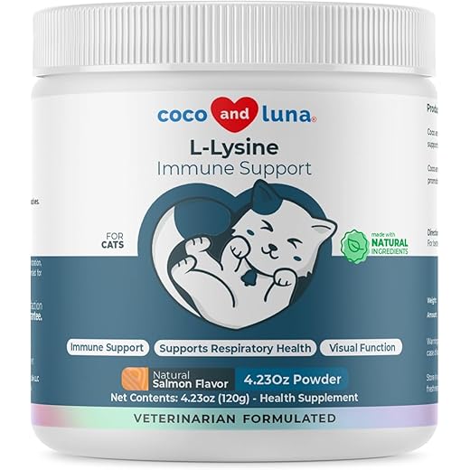 L-Lysine Supplement for Cats 900mg/scoop - Cat Supplement for Sneezing and Runny Nose, Cold, Immune Support, Eye Function, and Respiratory Health – Lysine Powder