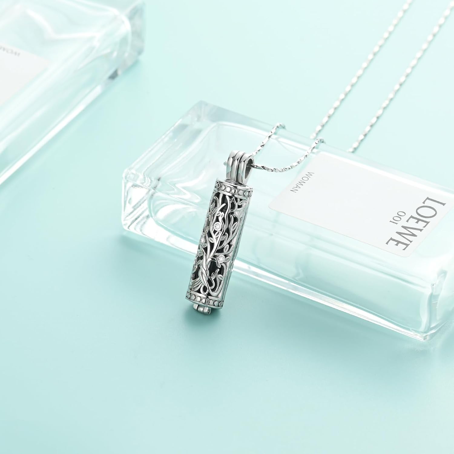 Cylinder Bar Cremation Jewelry Tree of Life Urn Ashes Necklace for Women Men Stainless Steel Vial Cremation Ash Pendant Holder Loved One's Ashes Keepsake Memorial Jewelry - Image 6