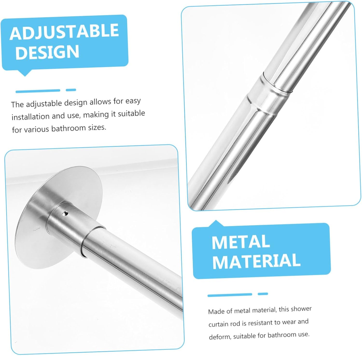 Alipis Curved Tension Curtain Rod Telescoping Rod for Shower Closet Use Design No Drilling Required Fits Various Spaces