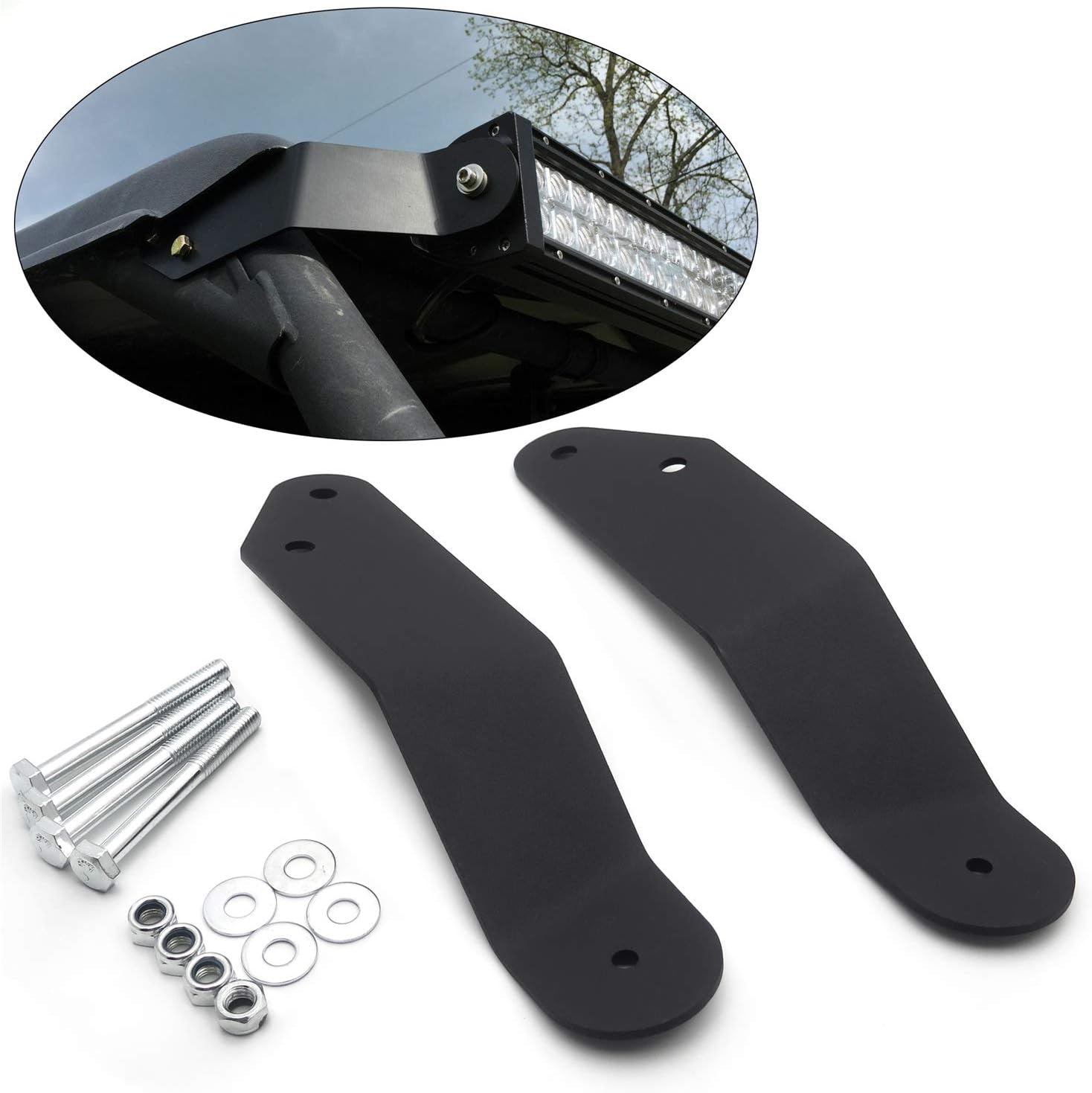 SMT- Black Front Upper Windshield 42" LED Light Bar Mounting Bracket Compatible With 14-19 Can-Am Maverick Commander 1000 800 UTV [See Fitment]