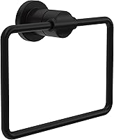 Delta Nicoli Matte Black Towel Ring Holder - Square Wall Mount Bath Towel Hanger for Bathroom & Kitchen | NIC46-MB