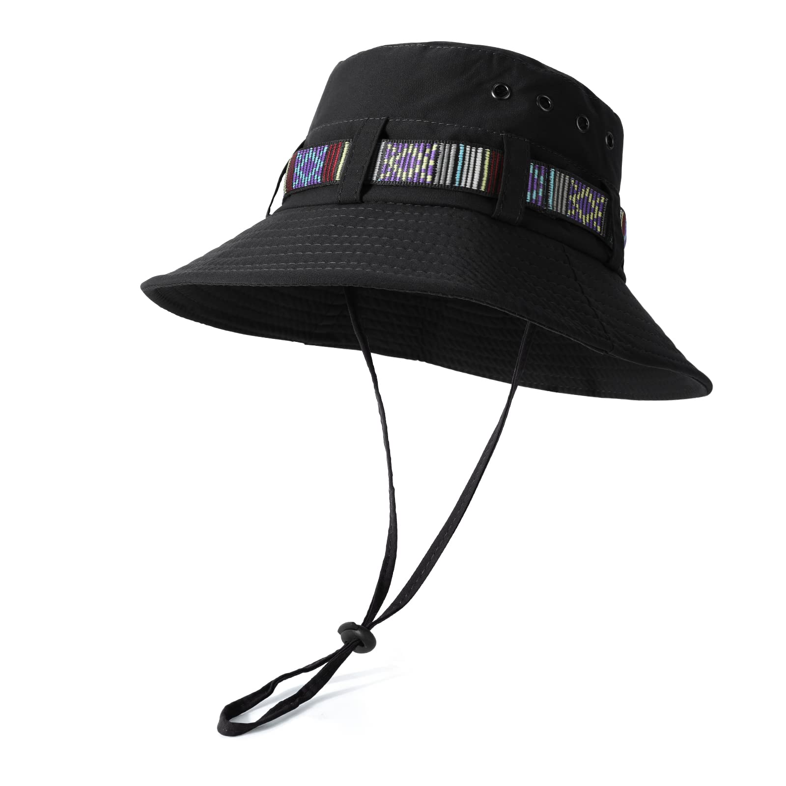 TAGVO Bohemia Estilo Sombrero de Pescador Hombres, Protección UV Plegable ala Ancha Gorras de Senderismo, Sombrero de Cubo Sombrero para el Sol al Aire Libre para Hombre Mujer para la Pesca Camping