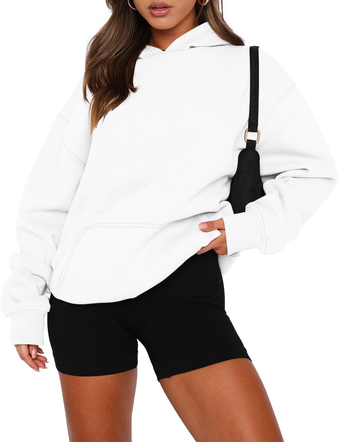 onlypuff Women Hoodies Casual Pullover Long Sleeve Sweatshirt Kangaroo Pocket Drop Shoulder Sweater - Image 2