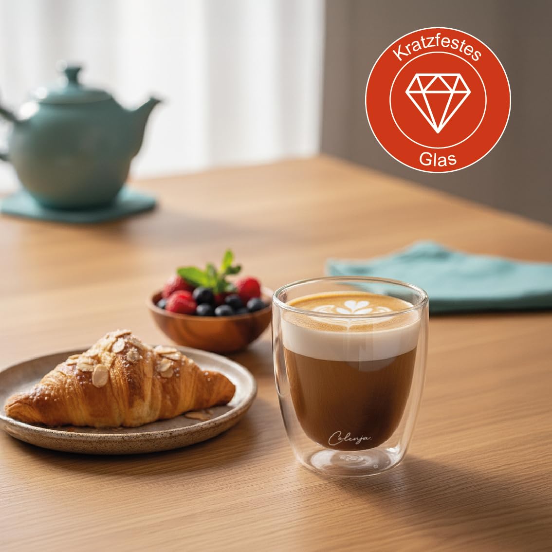Szklanki do kawy z podwójnymi ściankami do cappuccino – zestaw 2 szt. 250 ml – wysokiej jakości szklanki do cappuccino – szkło odporne na zarysowania – szkło borokrzemowe – nadają się do mycia