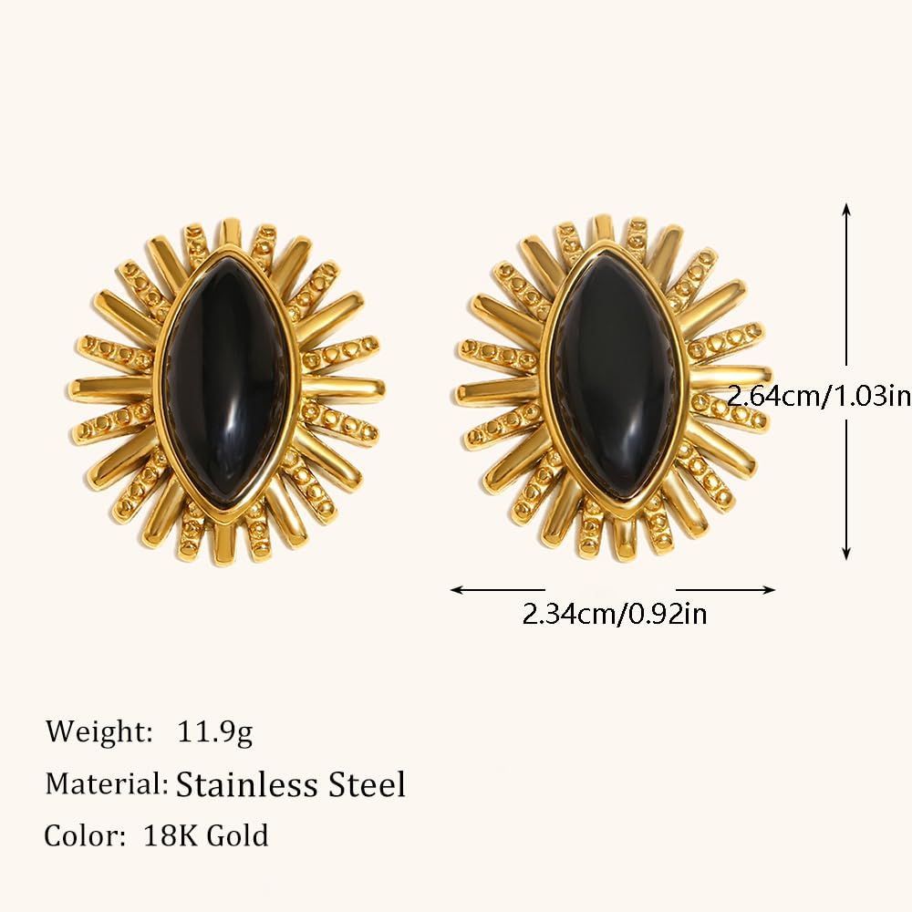 Geometric Oval Evil Eyes Stud Earrings for Women Black Natural Stone Lucky Charms Eyes Stainless Steel Studs Earrings Fashion Ear Jewelry - Image 6