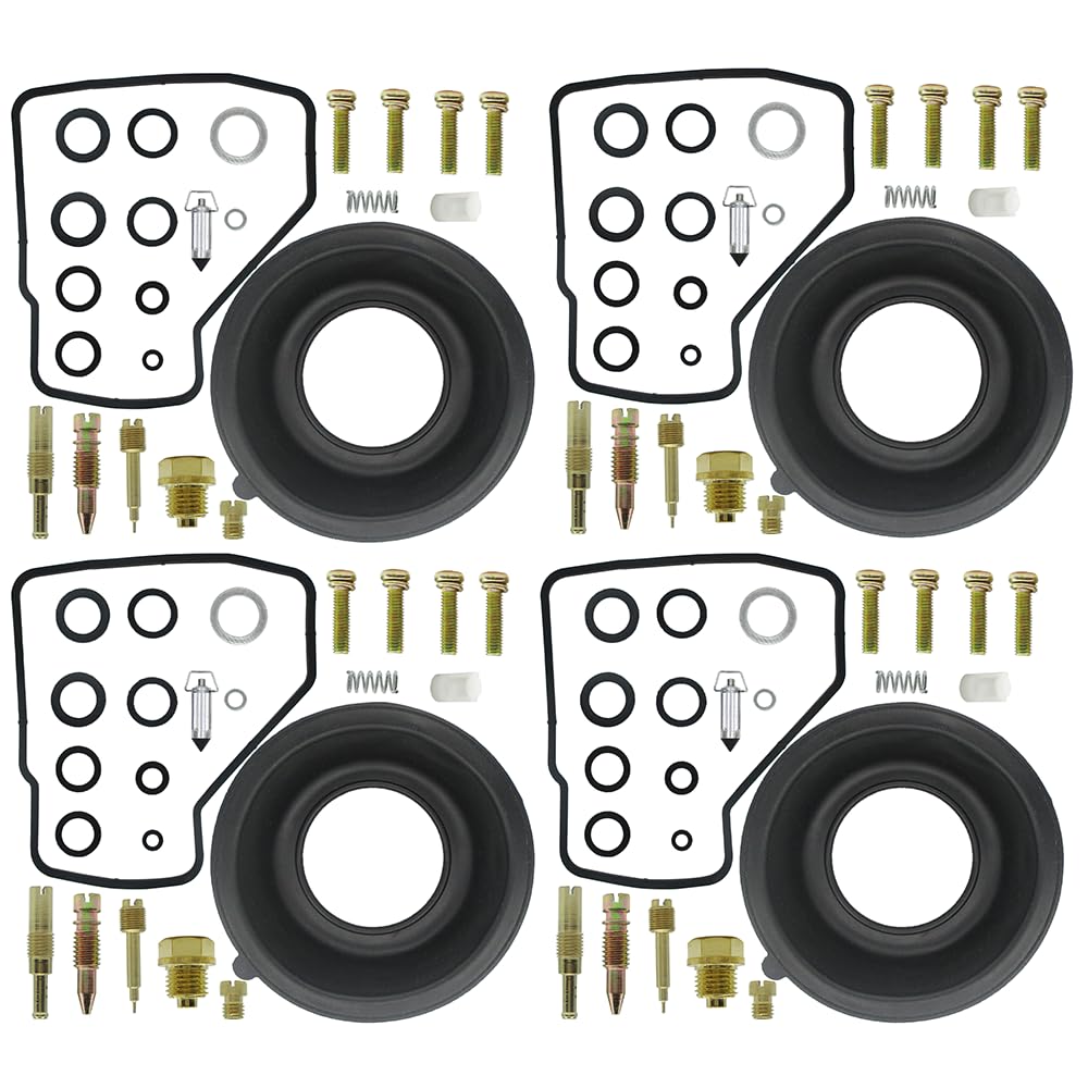 AXSCROAW 4-Pack Carburetor Repair Kits Carb Rebuild Kit with Diaphragm Replacement for Honda Interceptor 500 VF500F 1984-1986, V30 Magna 1984-1985