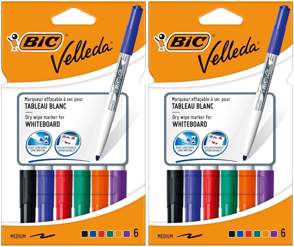 BIC - BIC Velleda 1741 Feutres Pour Tableau Blanc Effaçables à Sec, Pte Conique