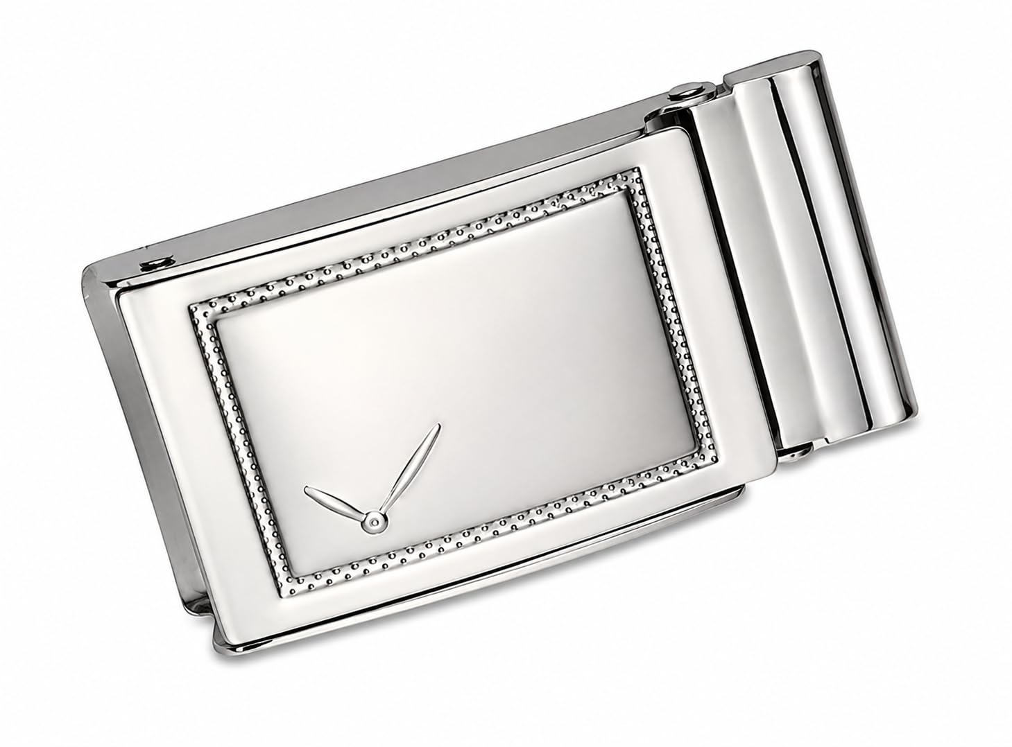 Men's Classic Fashion Metal Reversible Belt Flap Buckle Only with Crosshatch Pattern Design 40 MM width, Formal Casual Jeans Party Everyday wear- Silver Grey-image-35