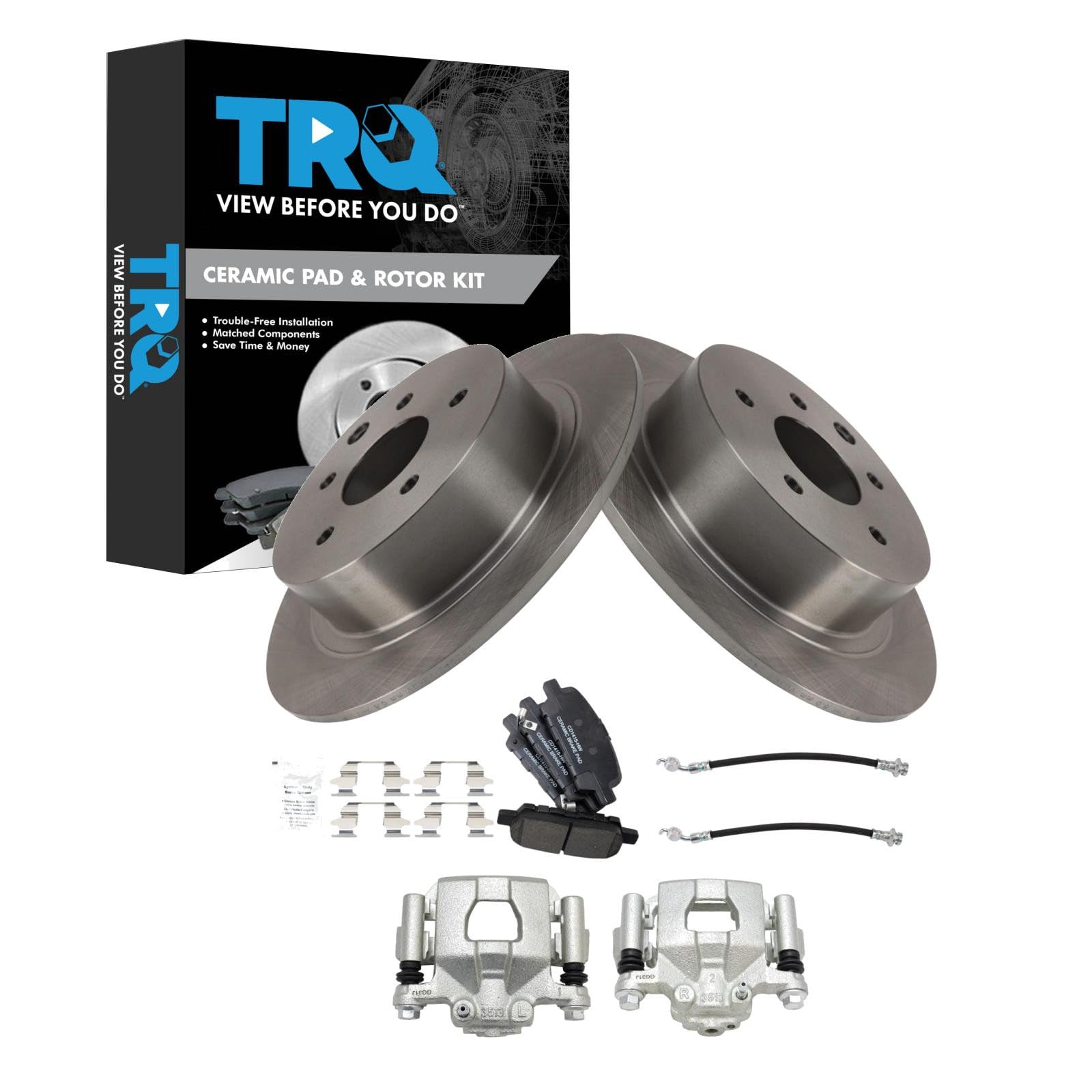 TRQ Rear Brake Pad &amp; Rotor Kit Ceramic Compatible with 2013 Nissan Altima