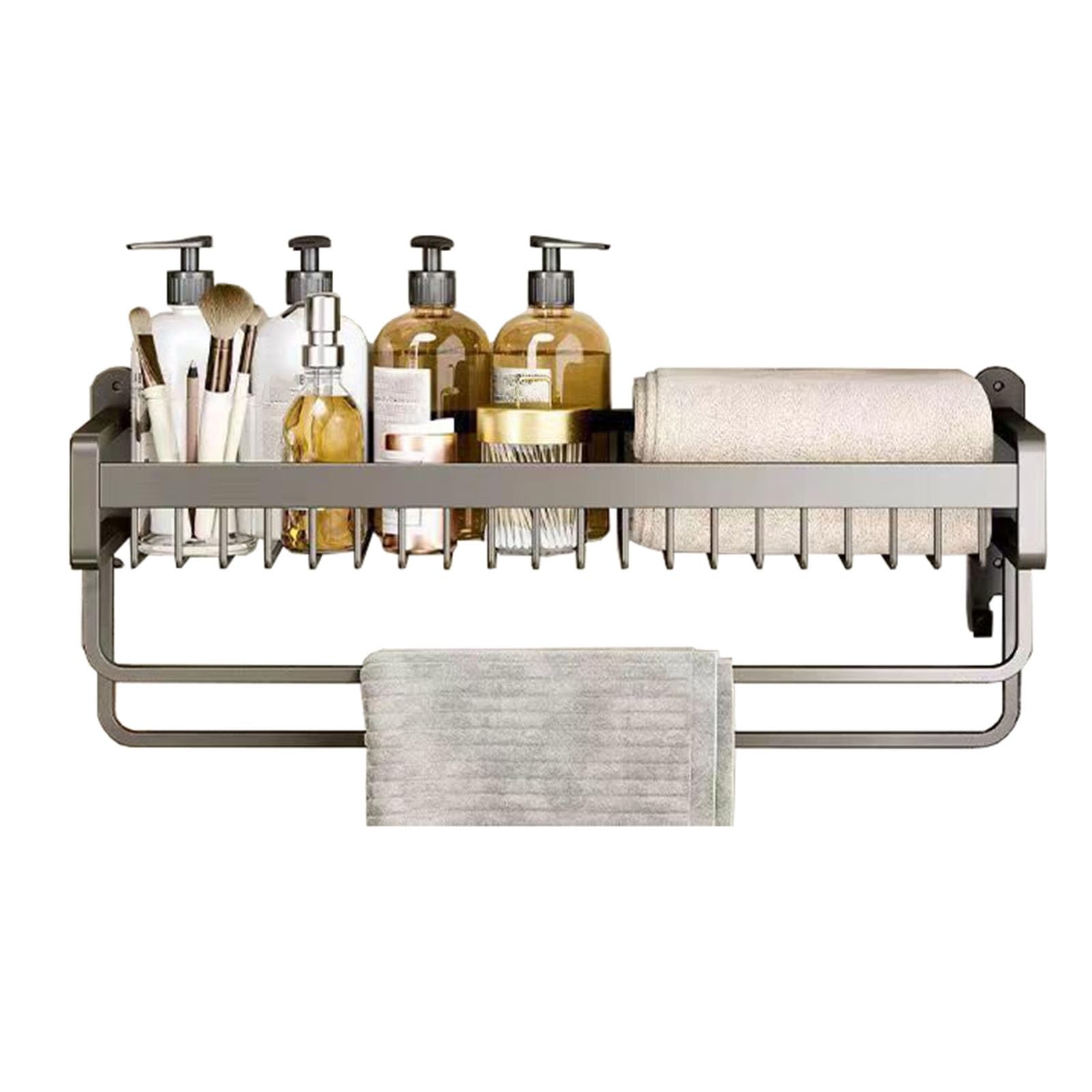 Étagère de rangement de salle de bain avec fixation adhésive pour suspendre vos serviettes