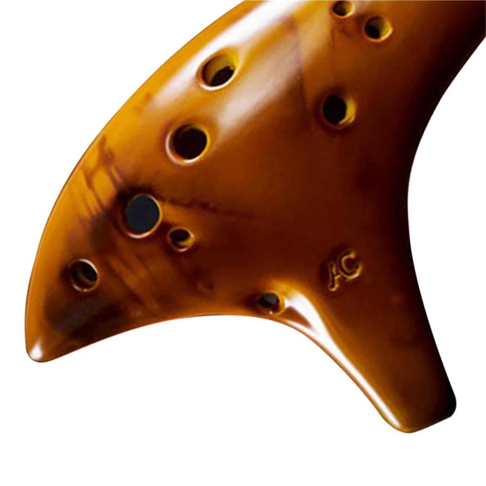 Okaryna 12-otworowe Ceramiczne Okaryny Stabilna Intonacja Alto C Tone Smokey Wypalane Okaryny Z Torbą Ochronną Prezent(Gold)
