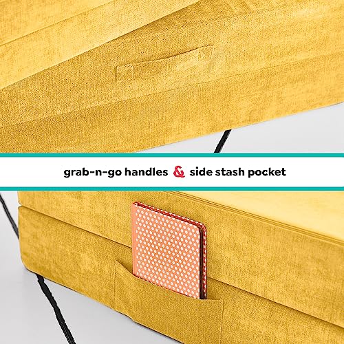 Yourigami Kids and Toddler Play Couch, Convertible Folding Sofa, Durable Foam Modular Design, Sunflower Yellow XL