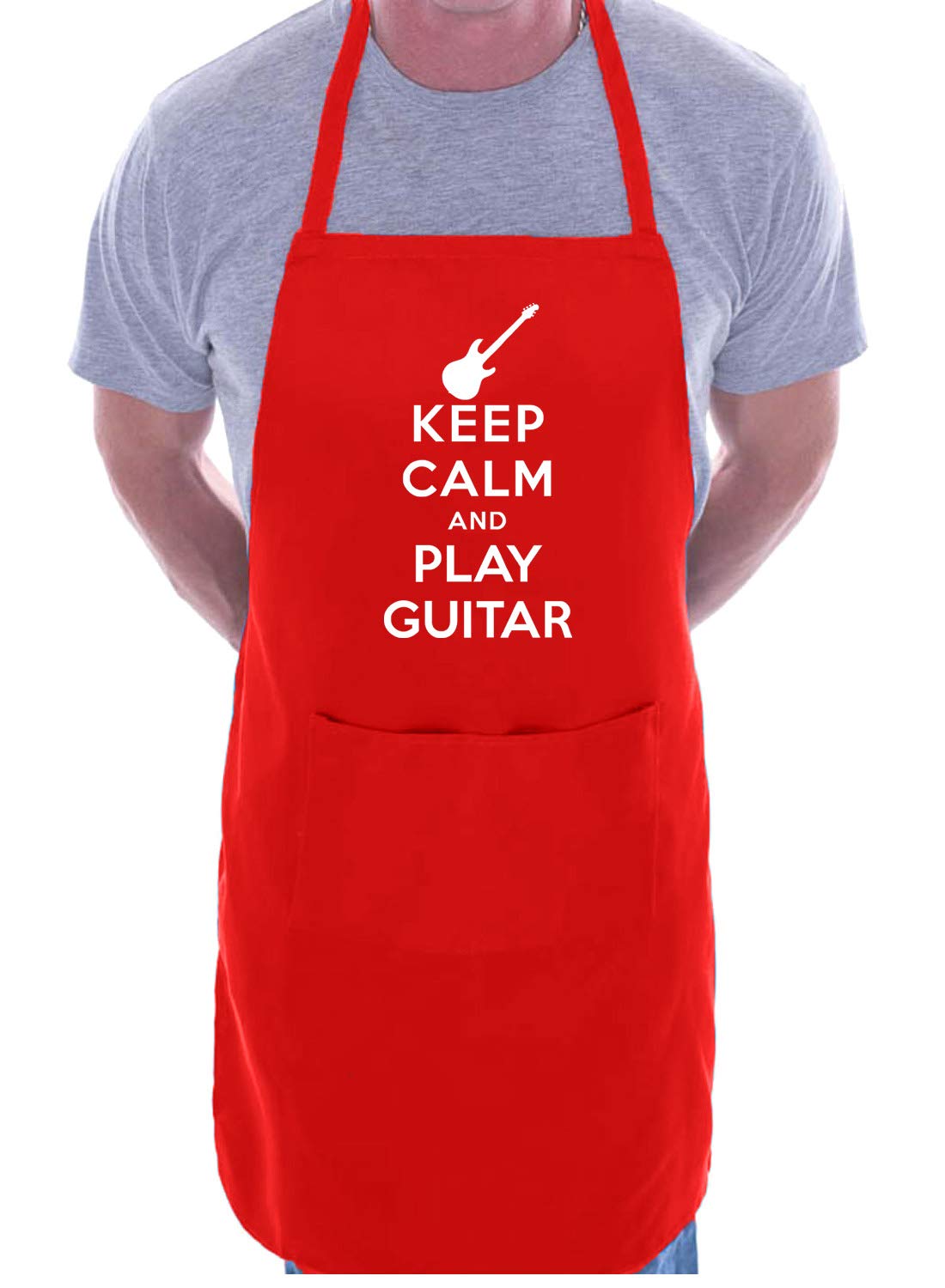 Print4U Keep Calm And Play Guitar Novelty Cooking Apron Red
