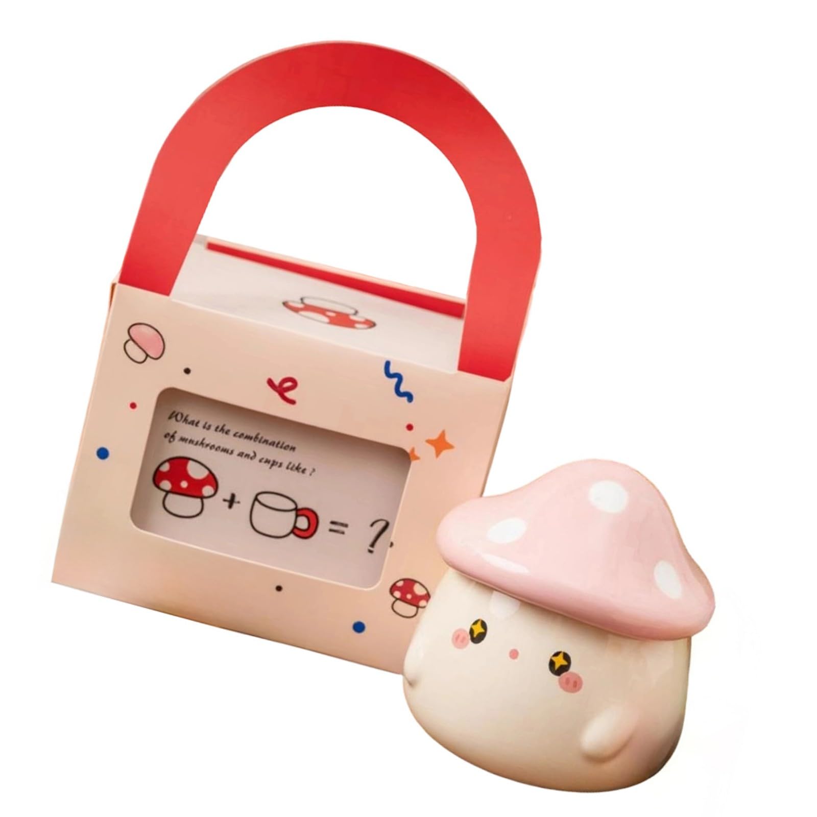 our fave Portable Ceramic Coffee Mug with Mushroom Lid Travel Cup for Women Insulated Cup