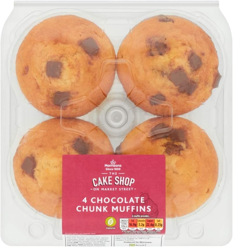 Morrisons Cake Shop Chocolate Chunk Muffins 4 Pack