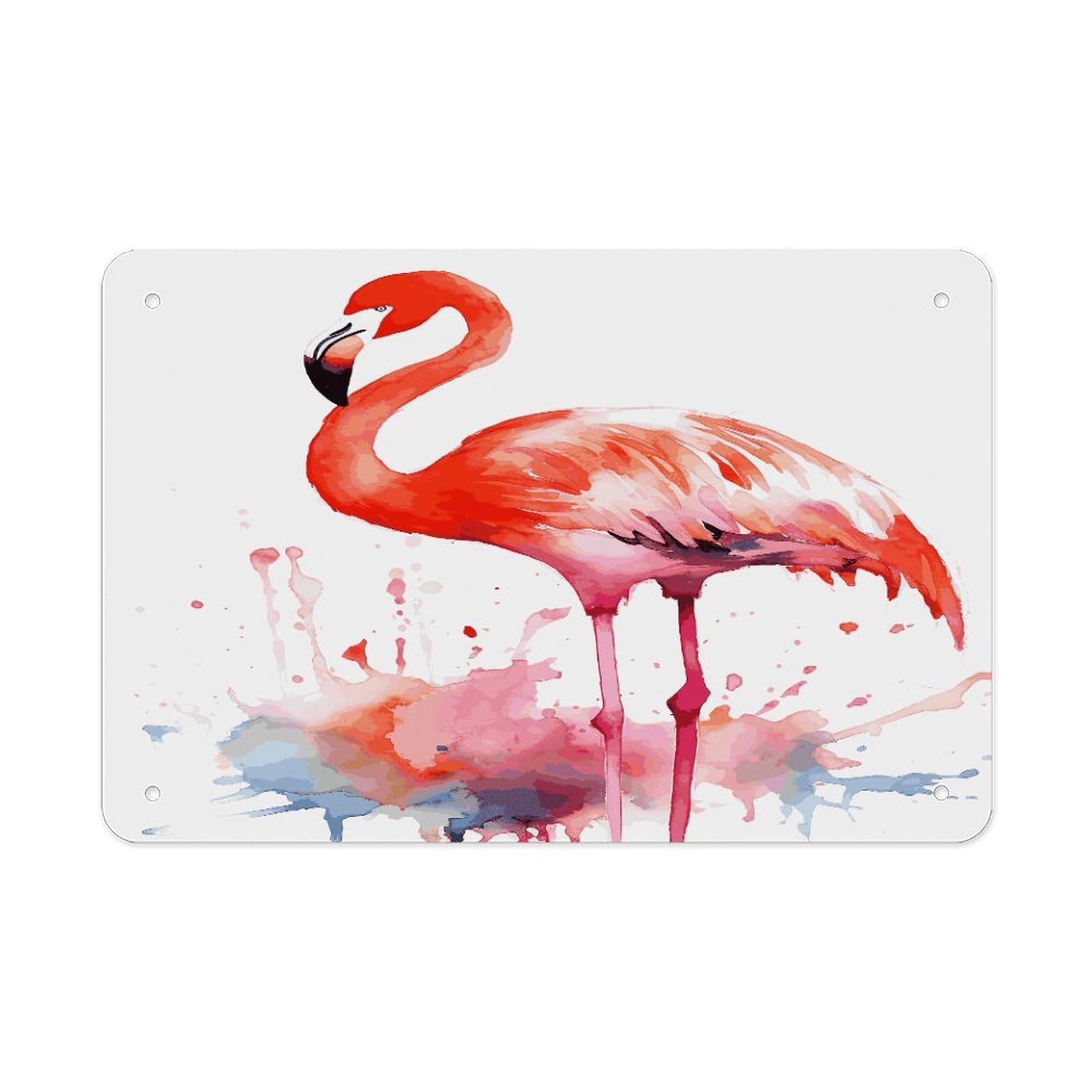 LDGSUPH Watercolor Flamingos Metal Tin Sign Wall Art Prints Folded Edge Iron Sheet Painting with Holes for Wall Prints Decorative Picture Metal Signboard Decor Painting Wall Decor