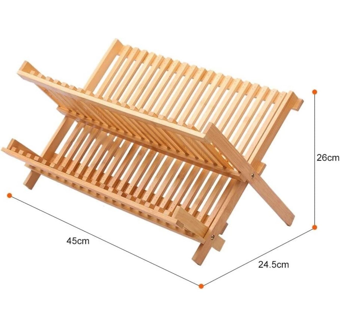 Scolapiatti per Stoviglie Scolapiatti in bambù per Asciugatura Scolapiatti Scolapiatti da Cucina Mensola da Tavolo Porta Coperchio Scolapiatti (Color : Natural, Size : 45 * 24.5 * 26cm)