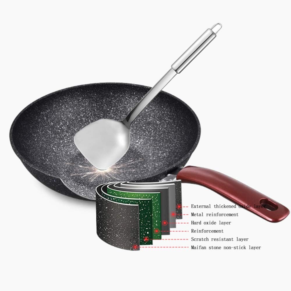 Cooking Pot, Maifan Stone Non-Stick Pan, Multi-Function Wok, 100% Toxinfree Smokeless Non-Stick Pot, Suitable for Induction/Gas Stoves/Dishwasher (OneColor 32Cm)