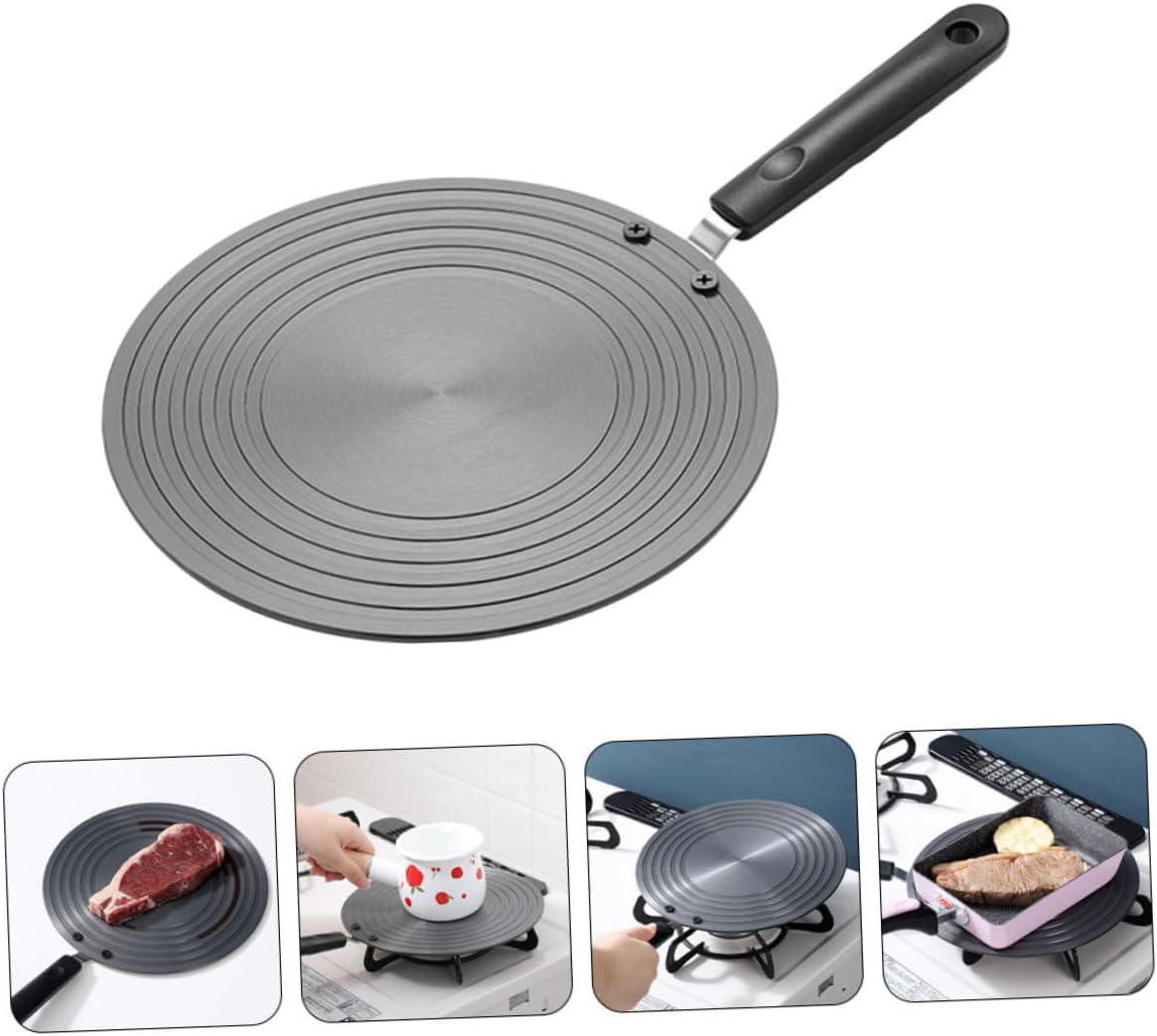 Multipurpose Metal Heat Diffuser Induction Plate Adapter Handle for Gas and Electric Cooktops Even Heat Distribution for Cooking Pots and Pans and Easy to Store