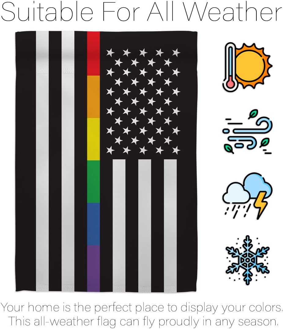 Americana Home & Garden US Rainbow Thin Line House Flag Eagle Set Support Pride Love LGBT Gay Bisexual Pansexual Transgender Decoration Banner Small Garden Yard Gift Double-Sided, Made in USA