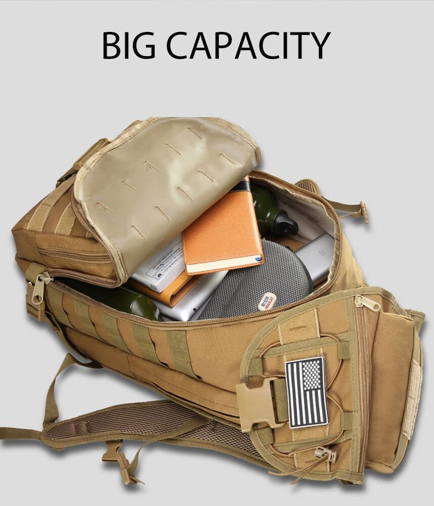 Taktischer Rucksack Tagesrucksack Militär-Fans Schultertasche Reisen Wandern Camping Outdoor-Sportausrüstung Laptop-Rucksack Range-Tasche (Armee-grün)