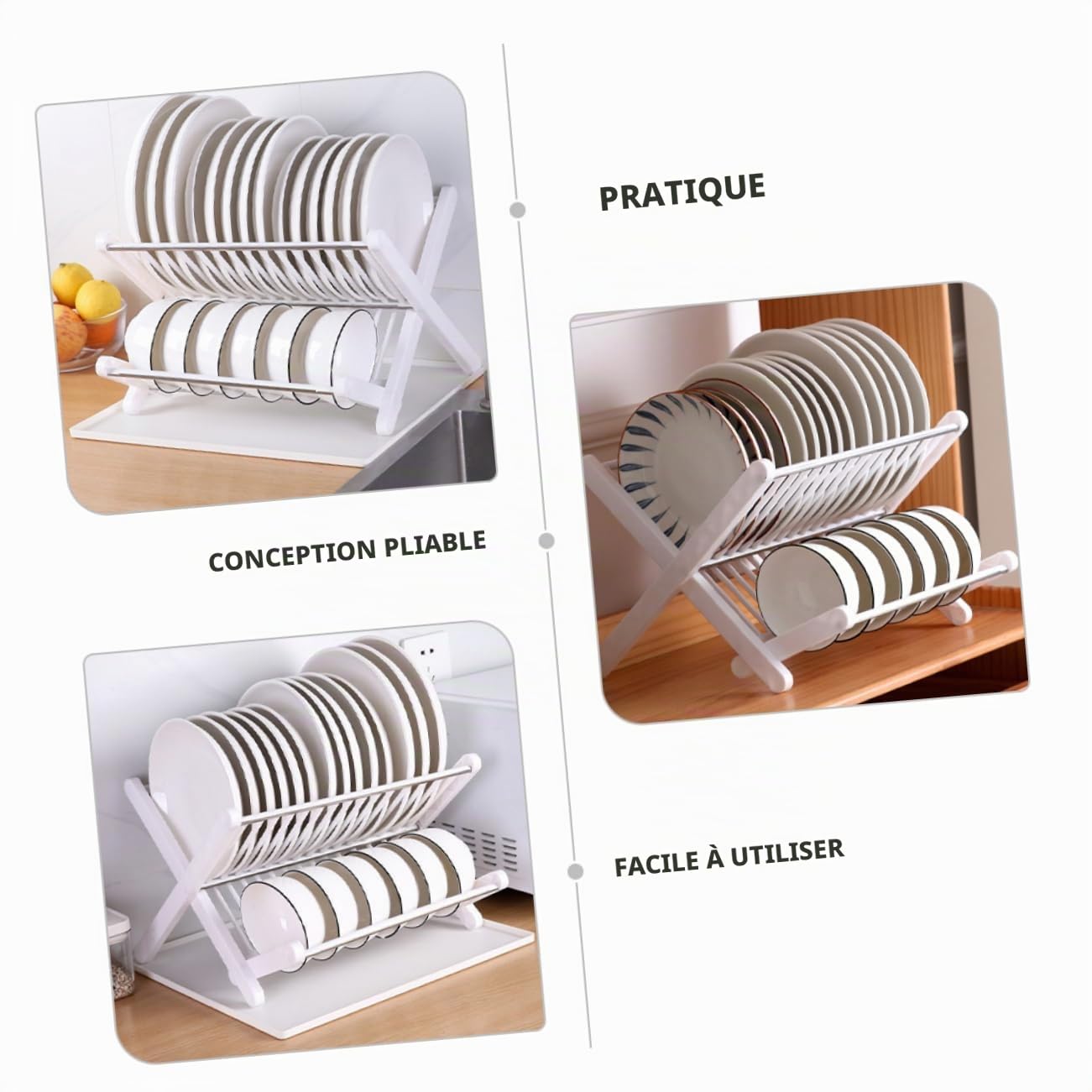 Égouttoir À Vaisselle Pliable Pour Cuisine Égouttoir À Vaisselle Pliable Plateau D'égouttage Blanc Capacité Organisez Votre Cuisine