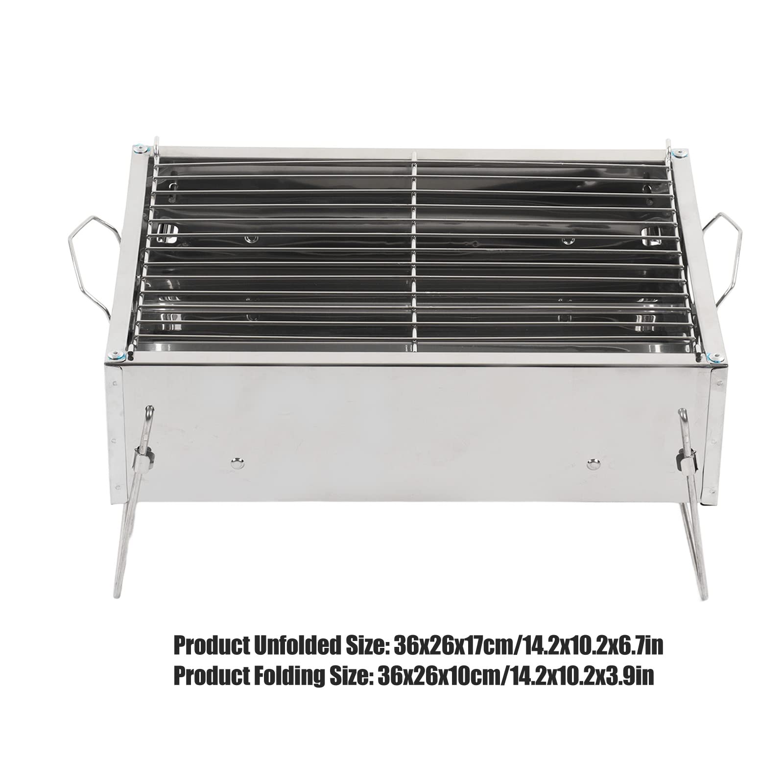 Tissting Parrilla de Barbacoa de carbón portátil, Parrilla de carbón Plegable para Exteriores, Parrilla de Barbacoa de Acero Inoxidable para pícnic al Aire Libre, Cocina de Camping (14.2x10.2in)