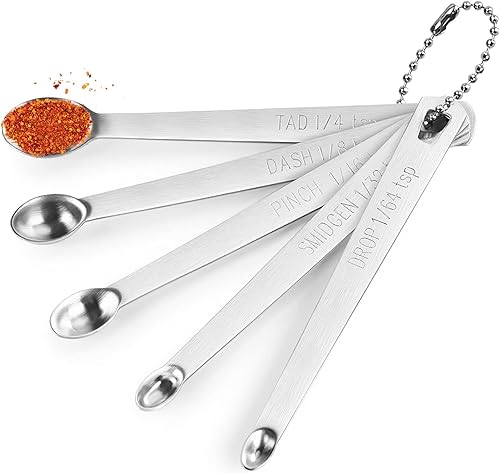 Miniatura 1 de Juego de 5 cucharas medidoras  Mini cucharas medidoras doradas, cucharadita medidora para ingredientes secos o líquidos, pequeñas cucharas medidoras