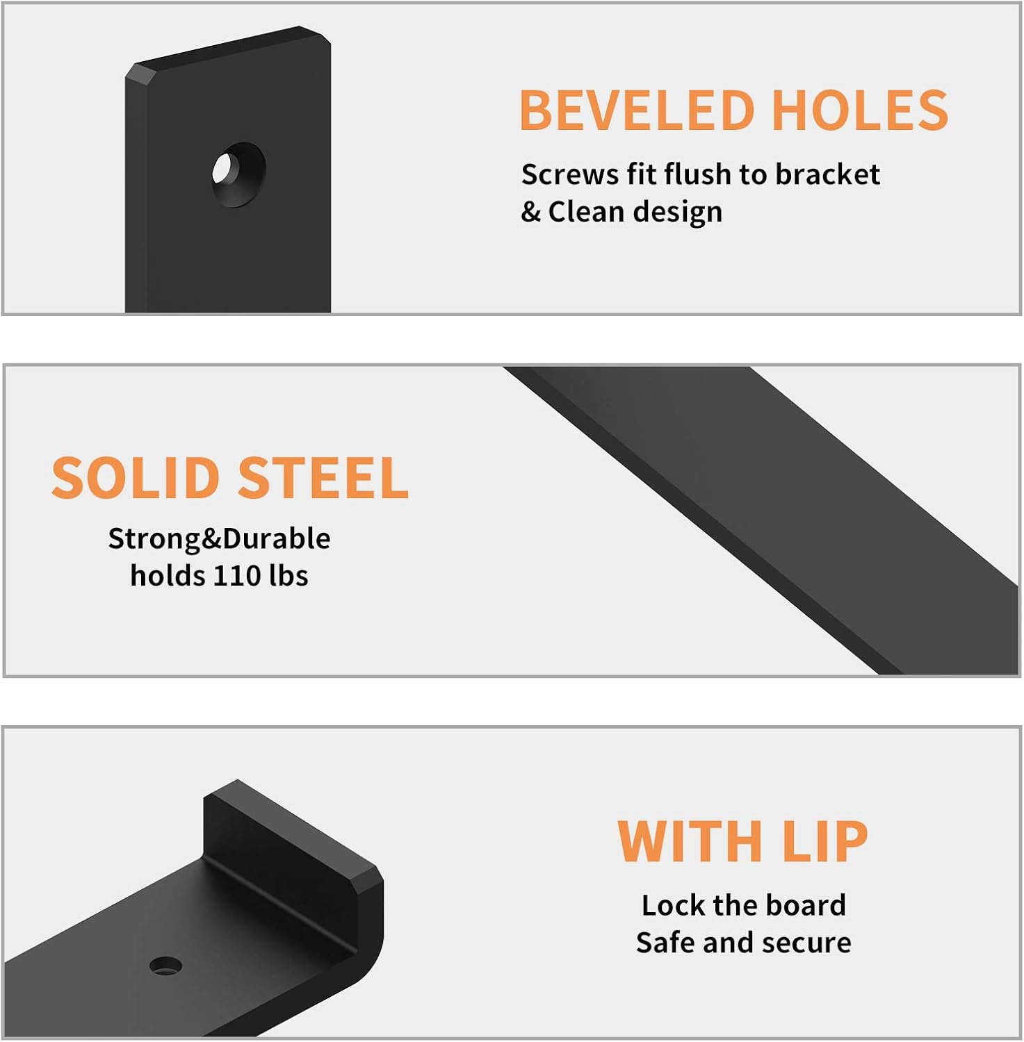 Black Friday Clearance Shelf Brackets 12 Inch 1/4 Thick Steel Heavy Duty Rustic Shelf Supports, Modern Farmhouse Metal Wall Floating J Bracket for Shelves, Decorative Industrial Angle Lip Bracket Wall Mounted (6 Pcs)