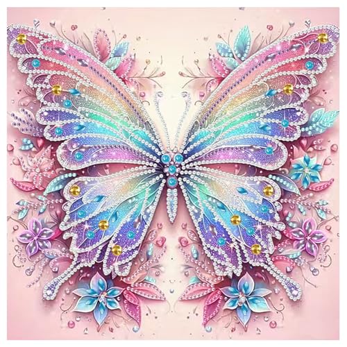 Aestalrcus Butterfly Diamond Art Kits for Adults Butterfly Special Shape Diamond Painting DIY Gem Art Crystal Rhinestones for Gift Home Wall Decor 12x12 Inch