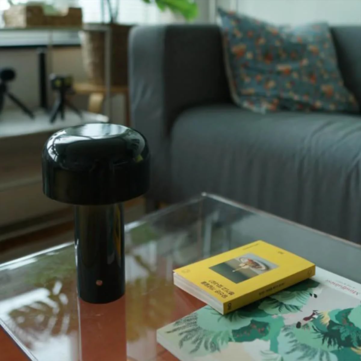 Lámpara de mesa de hongos portátil con atenuación táctil, luz nocturna LED recargable, mesita de noche para interiores y exteriores, restaurante, bar, luz para el hogar (verde)
