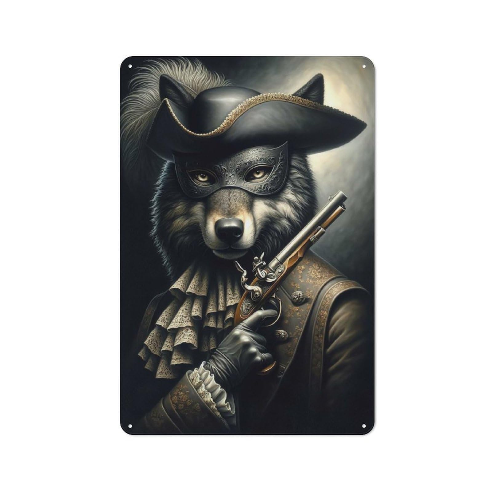 Junmoney Wolf As An Outlaw Shop Front Style Bistro Metal Sign 30X20cm, Cafe Wall Decor For Tea Room, Shop Wall Or Breakfast Area