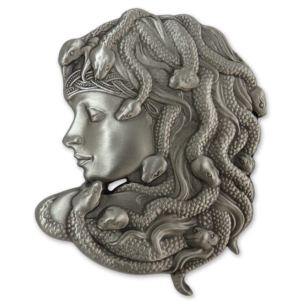 Indiana Metal Craft Medusa Pewter Belt Buckle. Made In USA.