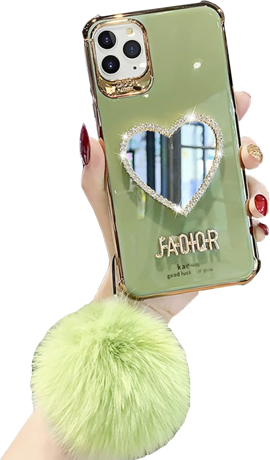 Anloes Makeup Mirror Phone Case Luxurious Bling Heart