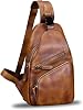 IVTG Genuine Leather Sling Bags for Men and Women Chest Shoulder Backpack Handmade Crossbody Motocycle Daypack