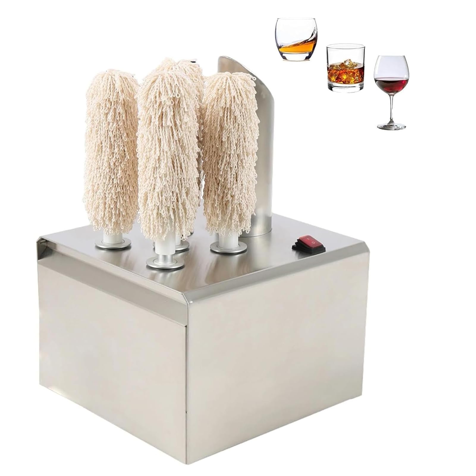 Pulidor de copas de vino, limpiador de acero inoxidable con 5 cepillos giratorios para bares, restaurantes y uso doméstico