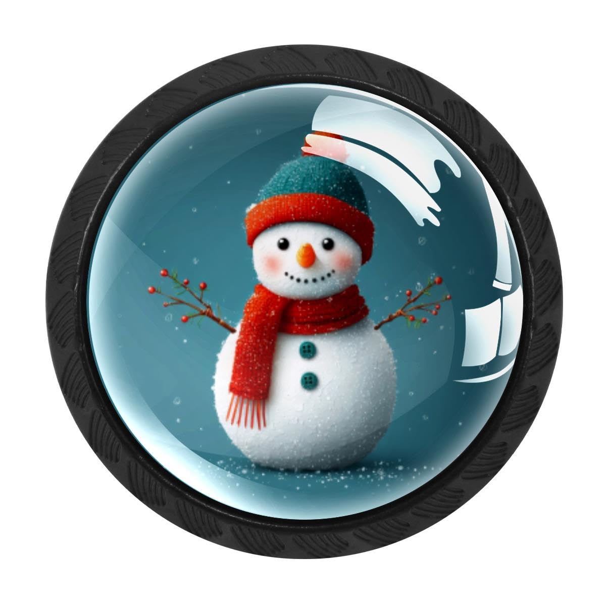4 PCS Kitchen Cabinet Knobs, Cute Snowman Drawer Knobs Dresser Handles