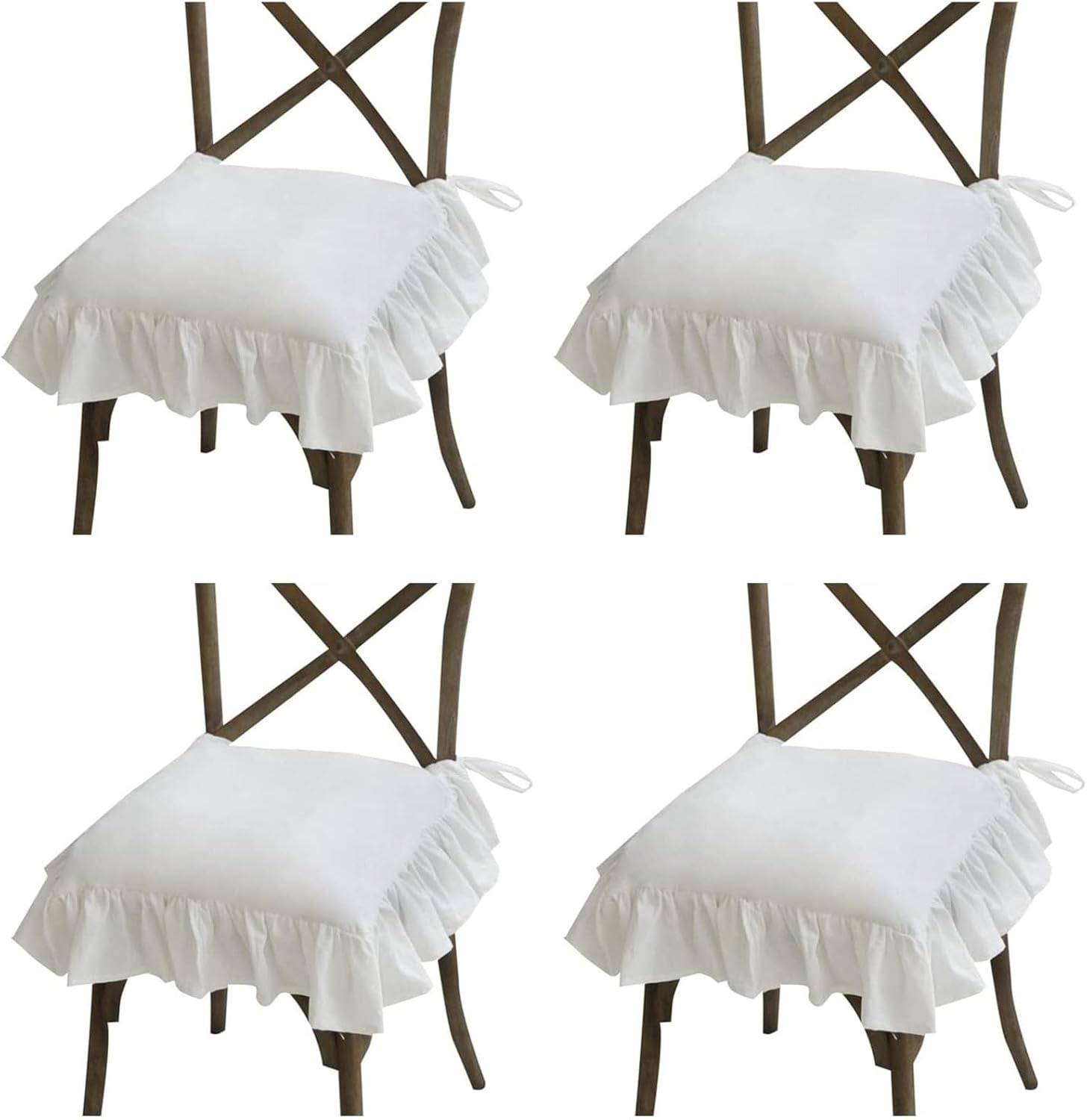 YOCOVER Ruffled Chair Pads for Dining Chair, Vintage Seat Cushion with Ties Non Slip