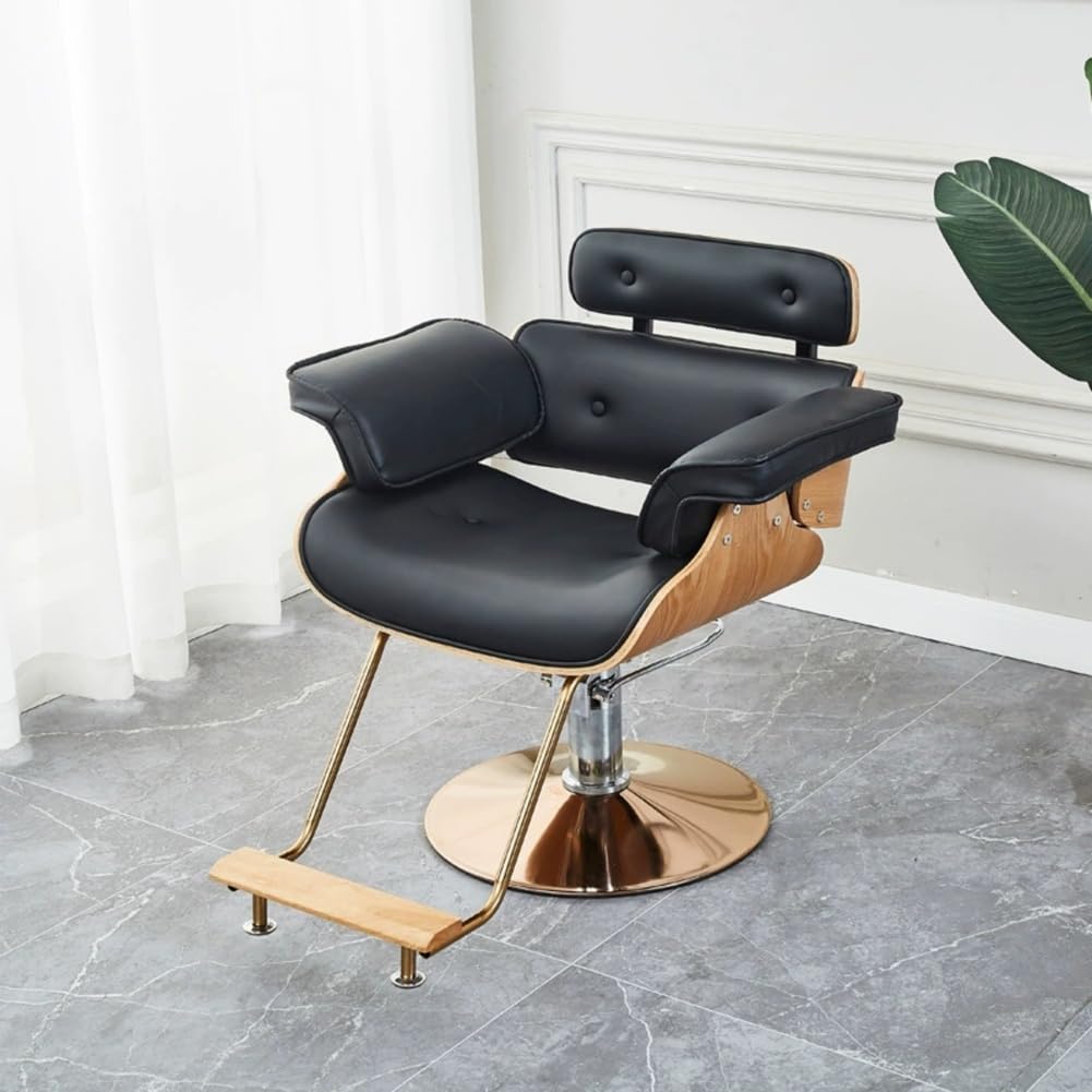 Hydrauliczne krzesło do salonu w stylu vintage, 180 kg, wytrzymały tron stylisty, obracany o 360°, regulowana wysokość, profesjonalny fotel fryzjerski dla fryzjerów, salonów piękności, czarny, wygodny