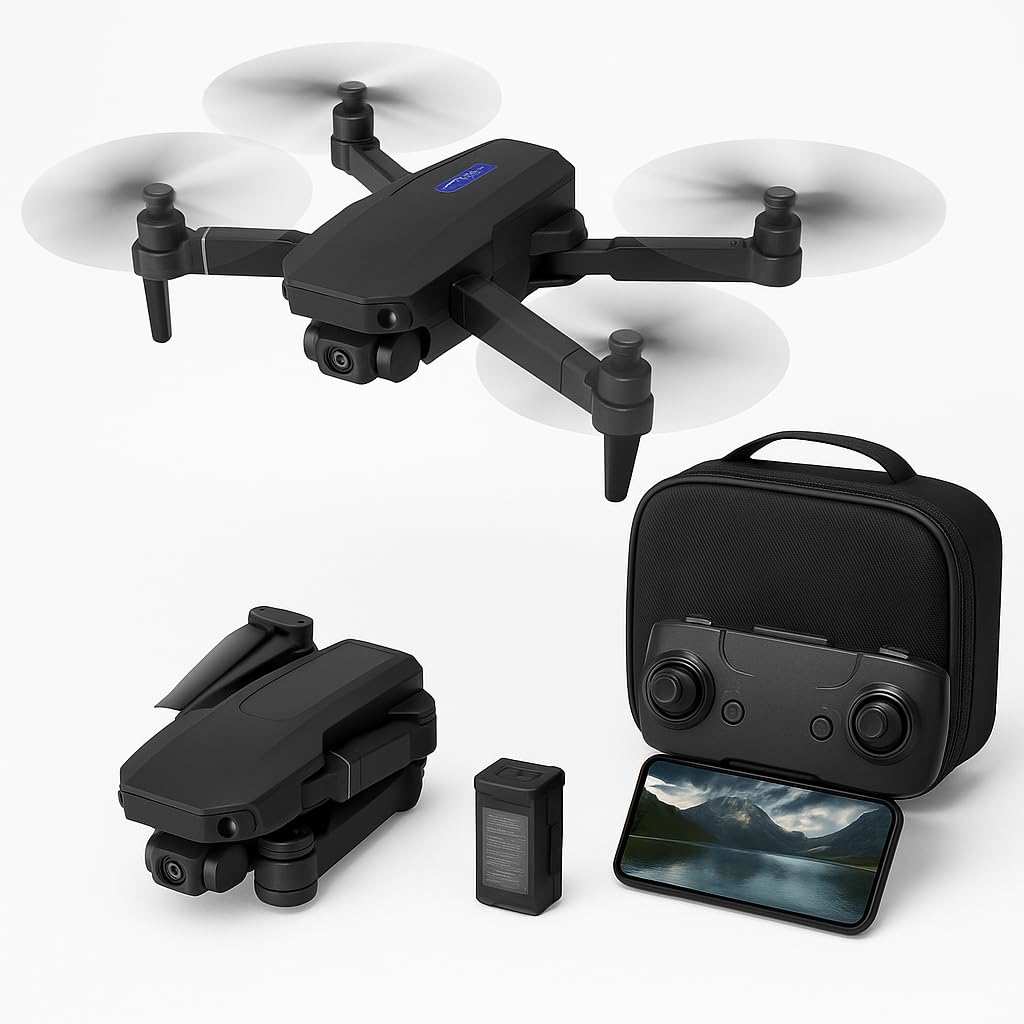 Drone E88 Pro – Caméra HD, Double Batterie, Drone Facile à Piloter pour Débutants & Enfants, Mode Sans Tête, Flips 360°, Contrôle par Télécommande & App, Pliable et Léger