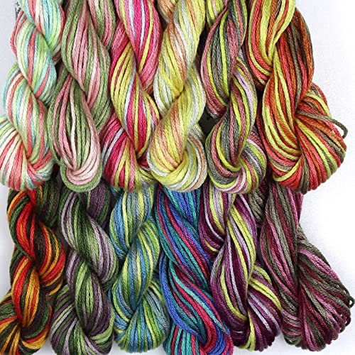 Image of KCS Big skeins of 25 Meters Size 25 Color Variegated Cross Stitch Stranded Threads,12 skeins,01