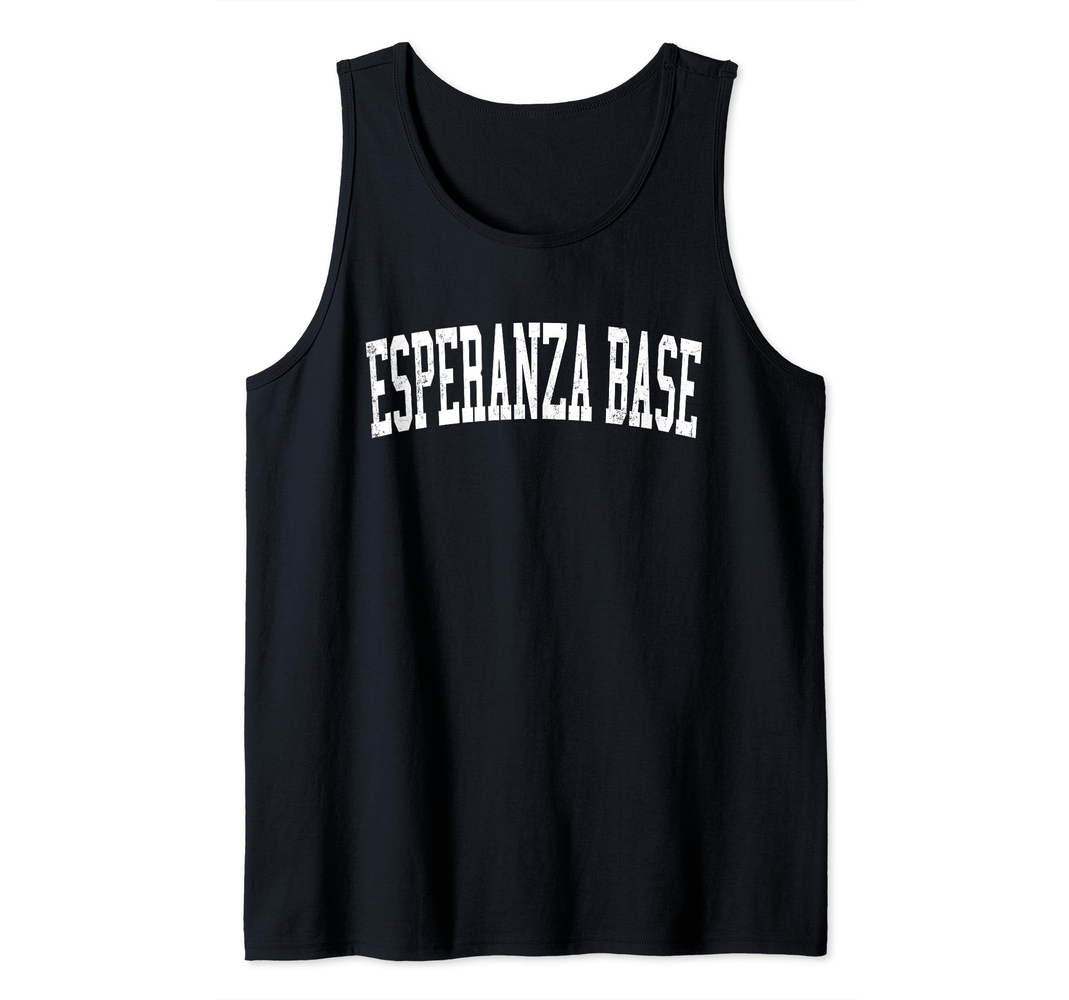 Vintage Esperanza Base Varsity Text ApparelVintage Esperanza Base Distressed White Varsity Style Tank Top